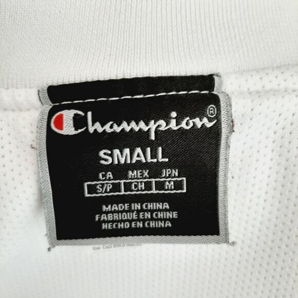 CHAMPION Retro Style Full Zip Athletic Track Jacket White w/ Logo Sz S Flawed - Picture 14 of 15
